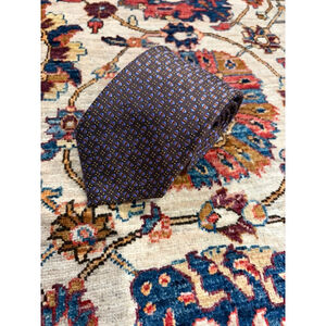 Massimo Bizzochi Silk Tie Brown Blue Geometric Hand Made Italy Luxury Necktie